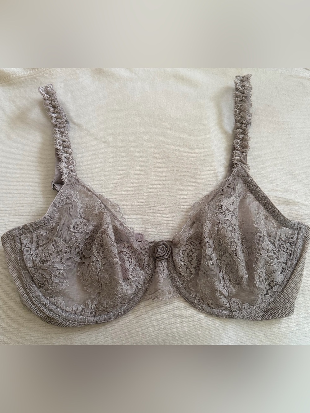 La Perla Taupe Lace Underwire Bra with Rosette Detail